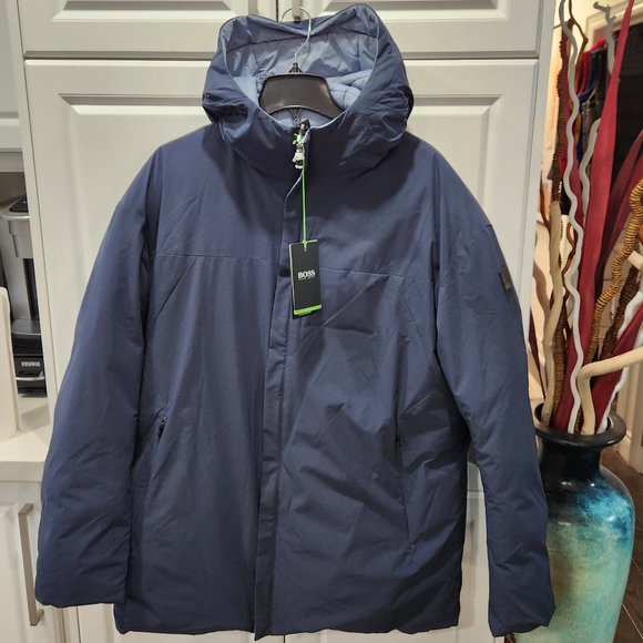 BOSS Logo-Patch Reversible Hooded Padded Jacket - Picture 8 of 15